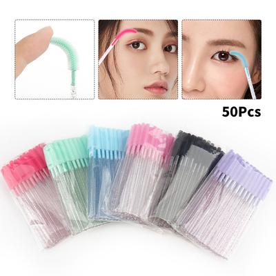 50 Stück Einweg-Wimpernbürsten aus weichem Silikon, Mascara-Stäbchen für Wimpernverlängerung, Augenbrauen und Beauty-Make-up-Tools
