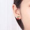 2Pcs Stud Ear Ring Colorful Decorative Golden Color Cherry Stud Earring for Dressing Room