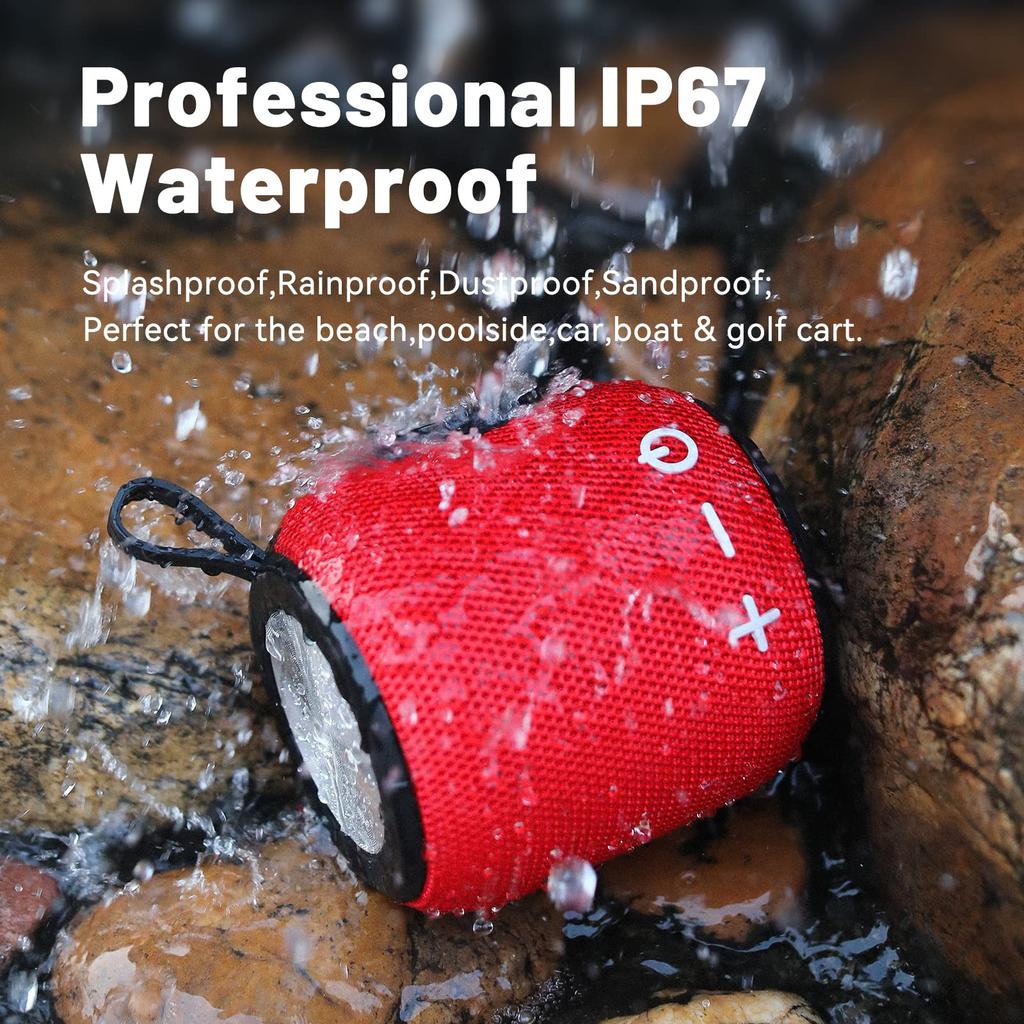 Sanag M7 Portable Bluetooth Dual Wireless Mini 360 HD Surround Sound Rich Stereo IP67 for and Red Speaker, 5.0 Pairing, Speaker, & Bass, 24-Hour