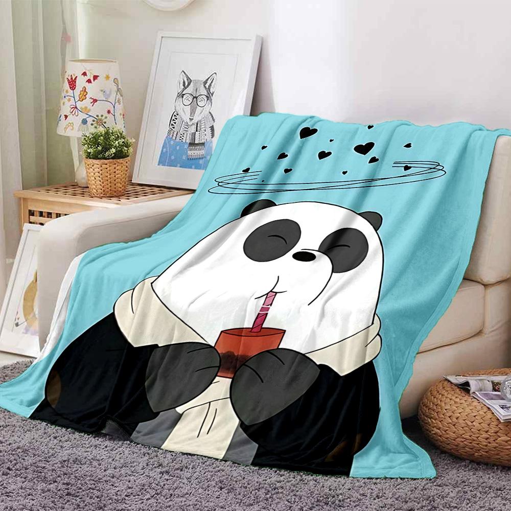 Panda Heart Halo Flannel Blanket Super Soft Warm Cozy Blanket For Sofa Bed Office Travel Allseason Home Decor Gift