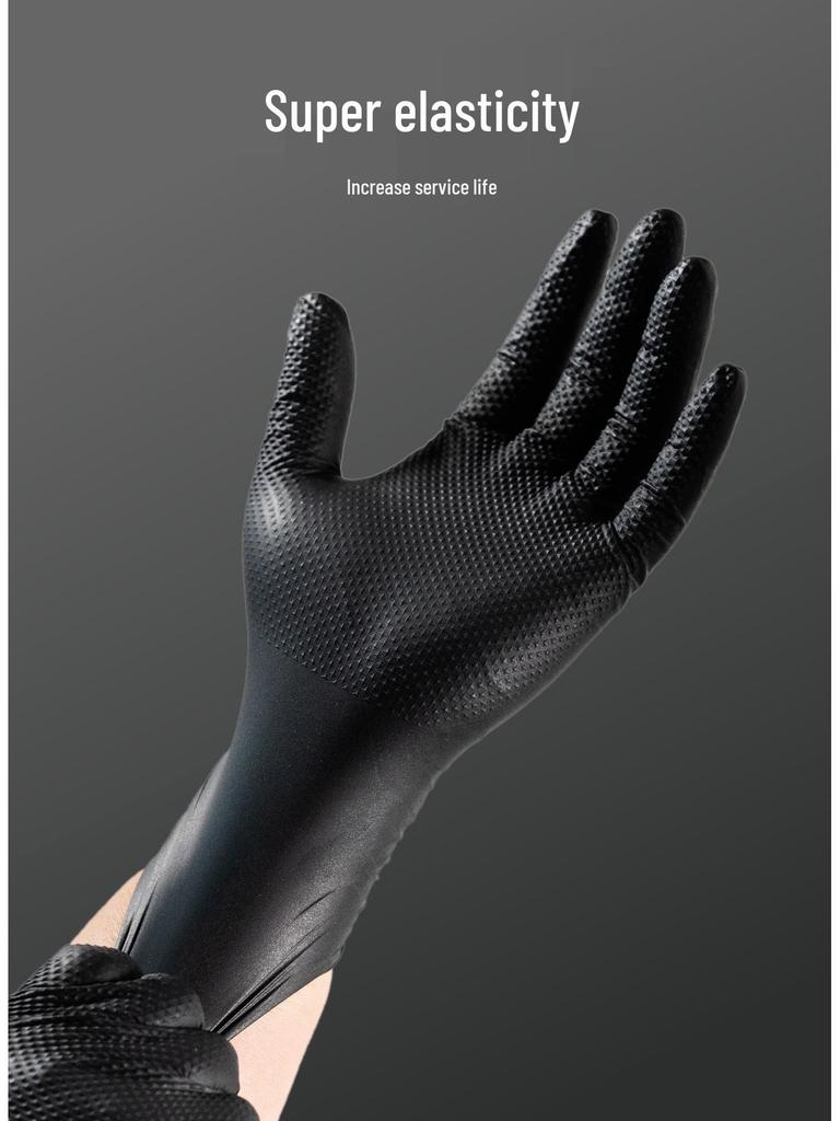 Anbo Chen Extra-Thick Diamond Pattern Food-Grade Nitrile Gloves for Kitchen and Housework