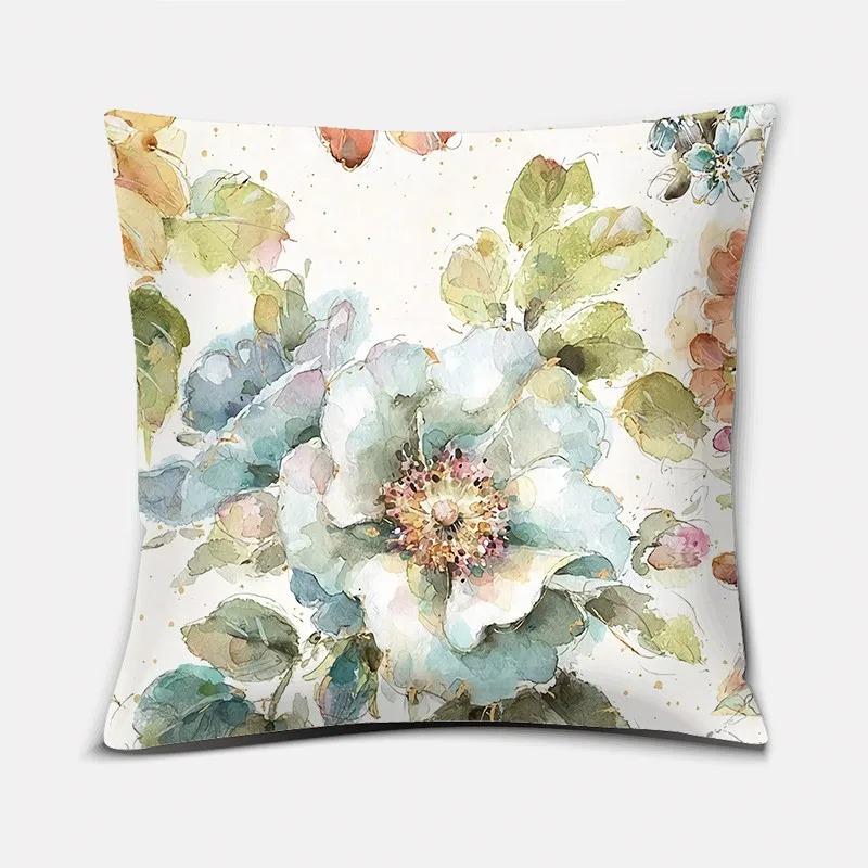 Oil Painting Floral Elegant Ginkgo Leaf Print Series Sofa Decorative Pillowcase Polyester Cushion Cover 45x45 Cm Home Decoration