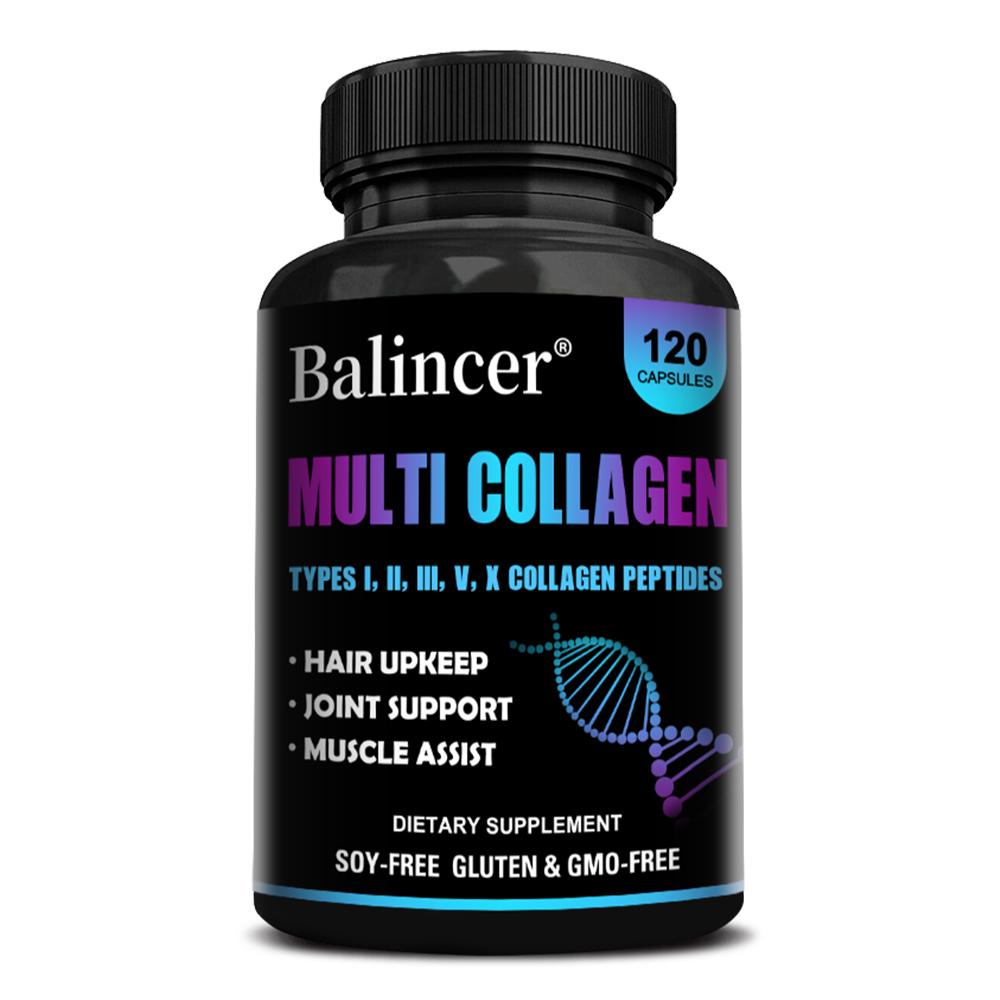 Multi Collagen Dietary Supplement, With Bovine Collagen Peptides, 120 Capsules Per Bottle 120 Capsules