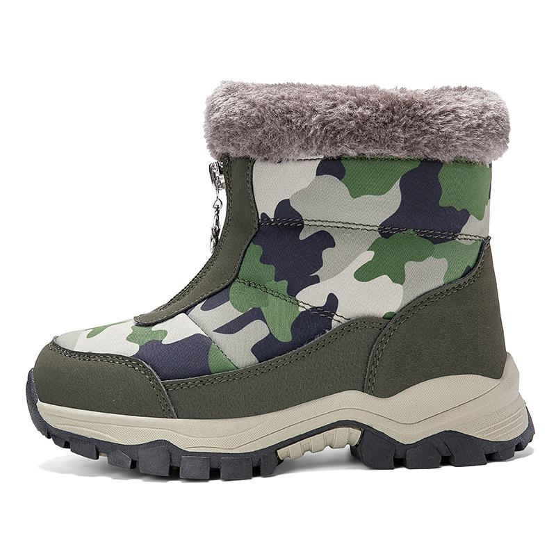 Children's snow boots winter new classmates fleece thickened children's warm waterproof large cotton shoes medium and older children's Martin boots