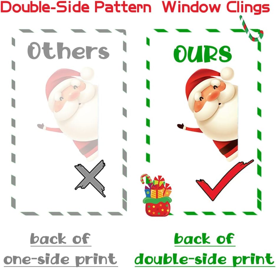 Christmas Snowflake Window Clings Stickers For Glass Xmas Decals Decorations Indoor Holiday Santa Claus Reindeer Decals Forparty
