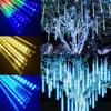 8 Tube Solar LED Christmas Lights Multicolor Holiday String Lights Meteor Shower Rain Lights  Tree