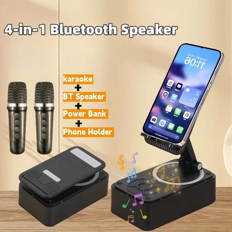4In1 Phone Holder Portable Speaker With Mic Wireless Speaker Bluetooth With Powerbank360°Phone Stand