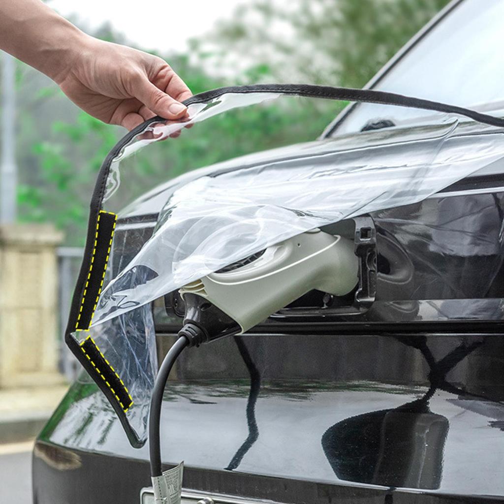 Electric Vehicle Charger Port Magnetic Transparent Cover Rainproof Dustproof Cover Outdoor Protection Covers Car Accessories