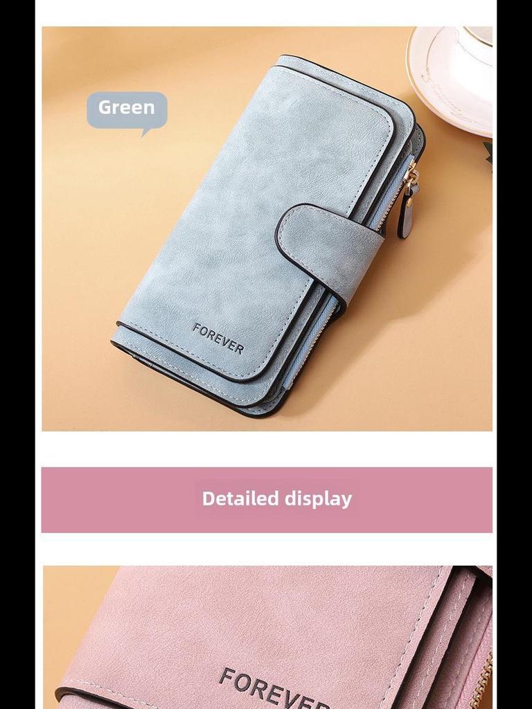 Korean Women's PU Leather Frosted Clutch: Multi-Purpose Long Wallet & Large Capacity Card Holder