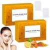 2 Stück Zitrone Kurkuma Kojic Seife, Natürliche Handgemachte Seife, Kurkuma Seifenstück für Gesicht und Körper, Glatte Haut Kurkuma Seife, Tiefenreinigende Seife 100g
