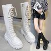 Korean Version of Martin Boots Thick-soled Thin Lace-up High Boots Long Knight Boots Women's 2025 Autumn and Winter New Long Boots