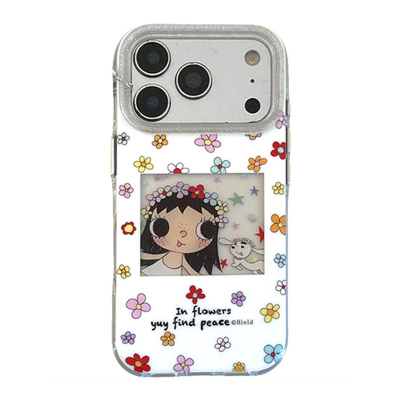 

Cartoon Cute Little Girl Glitter Phone Case For iPhone 13 14 15 16 17 Pro Max Shockproof Hard Back Cover iPhone17 Pro