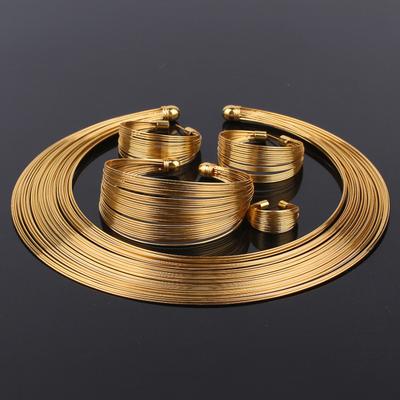 4 Teile/satz Exotische Nigerianischen Braut Kreis Halskette Ohrringe Armband Ring Schmuck