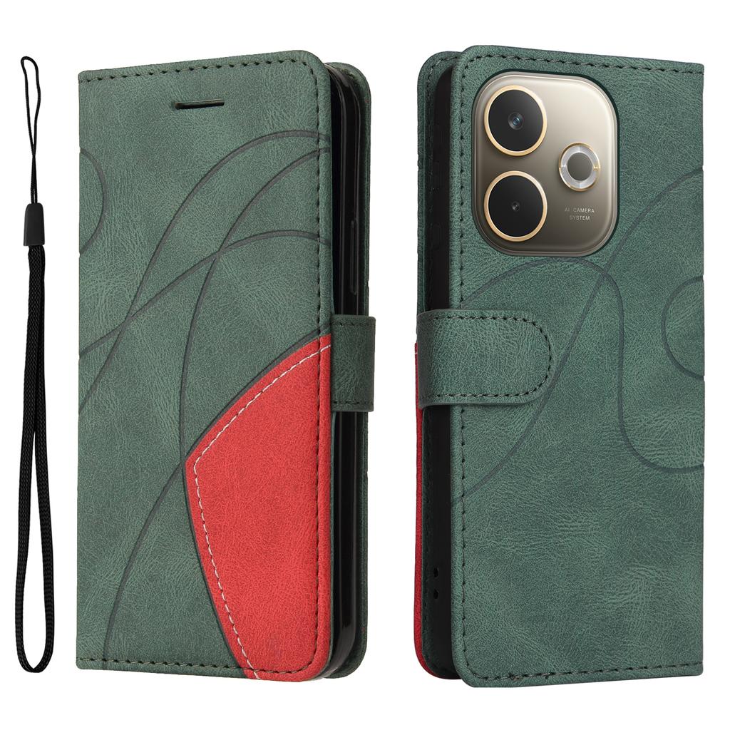 Für Oppo A5 Energy 5G (China)/Oppo A5 Pro 4G (Global) Handyhülle aus Leder mit Ständer und Brieftasche im zweifarbigen Spleißdesign