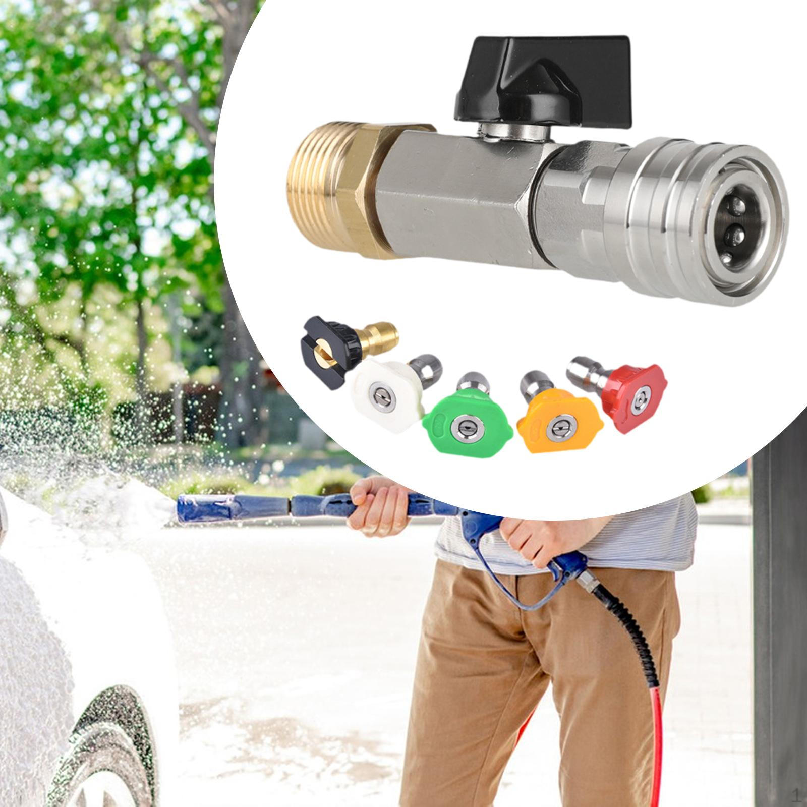 

Шаровой кран для мойки высокого давления 1/4 дюйма, простая установка, фитинг для мойки автомобиля M22 and 5 Nozzles_Stainless Steel