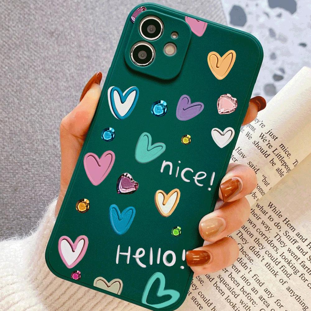 Graffiti Love Silicone Phone Case for IPhone 14 15 16 Plus for IPhone 13 14 15 12 11 16 Pro Max 12 Mini XS Max TPU Protect Cover