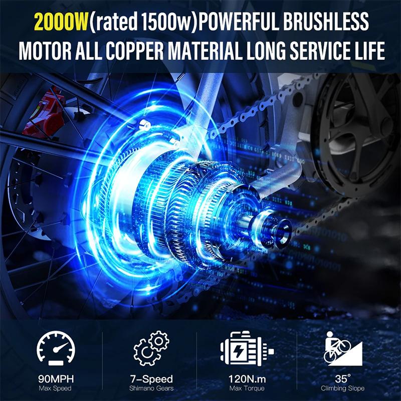 Coswheel Elektrofahrrad für Erwachsene, 20-Zoll große Reifen, 60V All-Terrain Mountainbike, 27,5Ah Batterie, CT20S Elektromotorrad