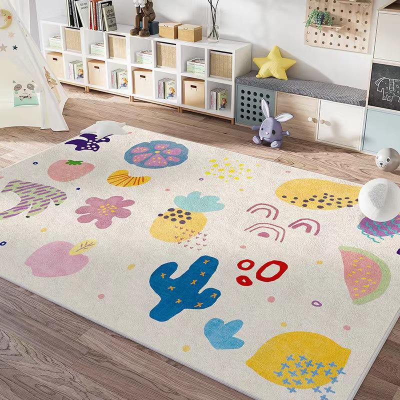 Cute Cartoon Style Imitation Cashmere Carpet Children's Room Bedroom Living Room Soft Anti-slip Climbing Mat Dirty Washable Rug
