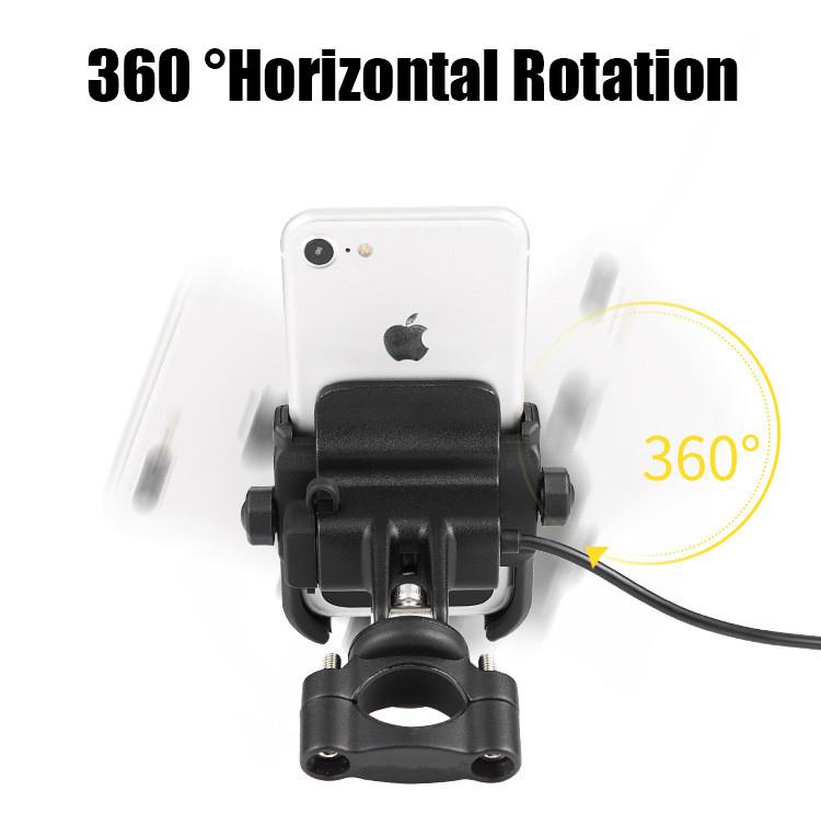 Universal Black CNC Motorcycle Handlebar Charger 4-6.8" Phone Holder Mount New