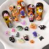 50/100Pcs Kawaii Halloween Nail Charms Cartoon Pumpkin Ghost Cat Mixed Sized Resin Ornaments Cute Spider Web Bat Nail Decor
