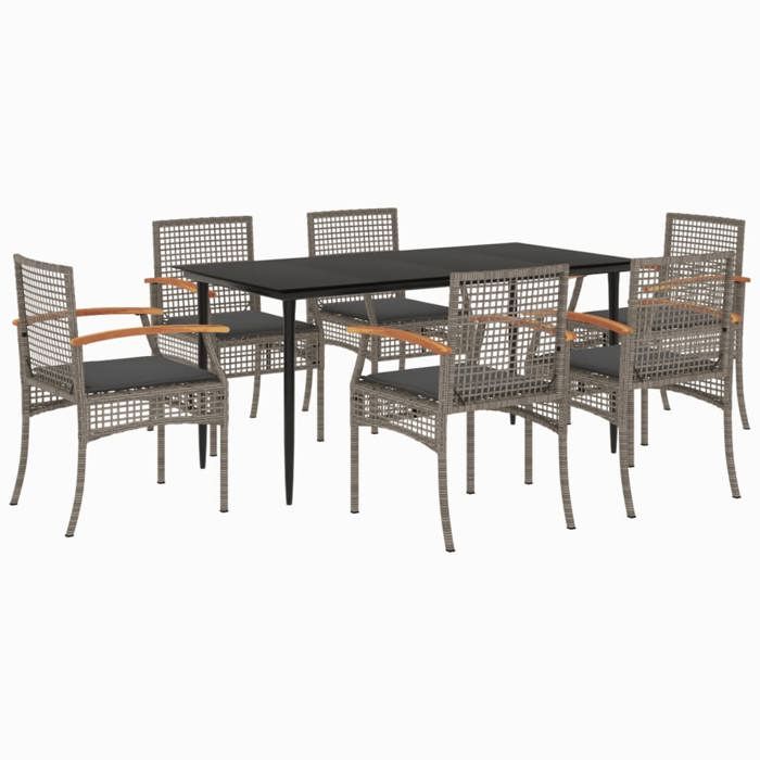 VidaXL Garden Dining Set with Cushions 7 Pcs, Patio Table and Chair, Patio Furniture, Outdoor Furniture, 3213614