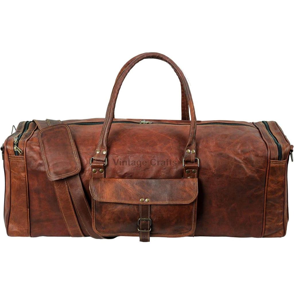Leather Duffel Bag Large 32 Inch Single Pocket | Travel Tote Carryon Bag Gym Sports Weekender Overnight | Duffle Bag For Men and Women