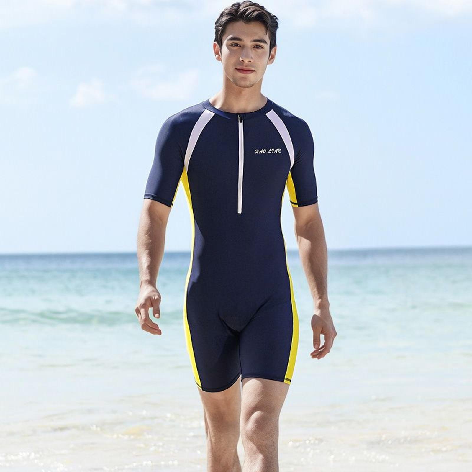 

Быстросохнущий консервативный мужской слитный купальник с солнцезащитой XL (Recommended 100-115 kg)