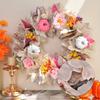 1PCS  Fall Wreath With Pumpkins & Silk Flowers Fall Wreath 17.72 Inch Fall Wreath With Pumpkins & Silk Flowers For Autumn Decor