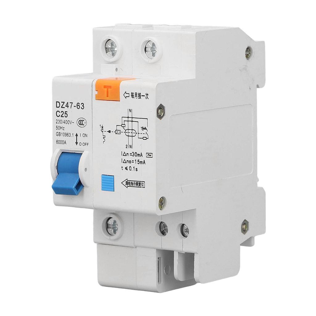1P+N 25A AC jistič, zemní spojení, ochrana proti svodu proudu 400V DZ47LE‑63 C25