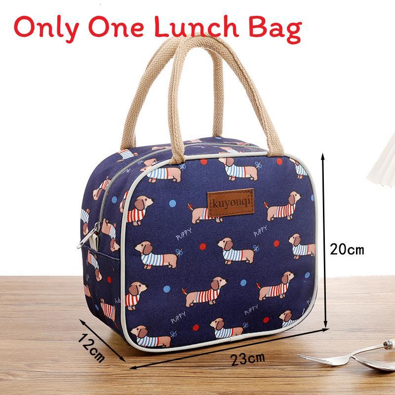 Canvas Lunch Bag Handheld Tote For Office Workers And Students With Zipper Closure
