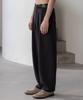 Dekkoloso Striped Single-Pleat Back Elastic Wide Pants [Black]