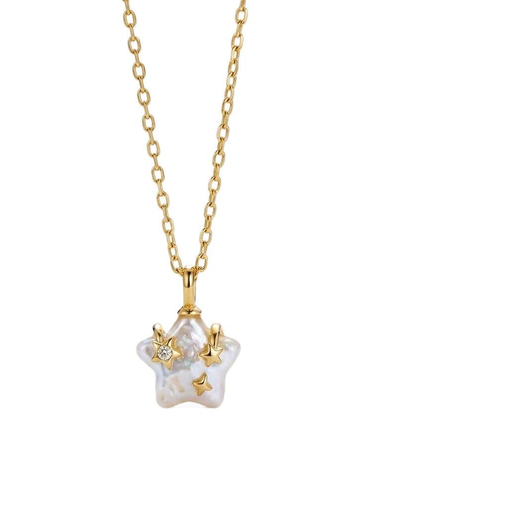 Original Polaris series freshwater pearl necklace female niche design baroque star pendant high-end neck chain
