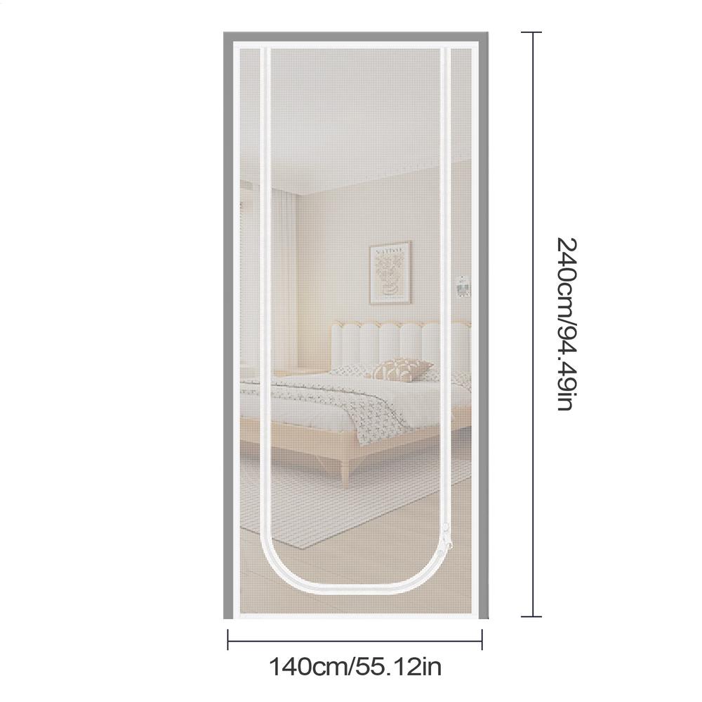 Reinforced Mesh Screen Zipper Closure Keep Pet Cat In&Out Door Curtain Anti-mosquito for Living Room Bedroom Kitchen