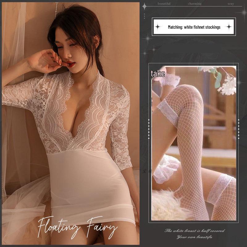 Seductive Lace Lingerie Set: Sheer Bodycon Skirt & Erotic Nightwear for Women