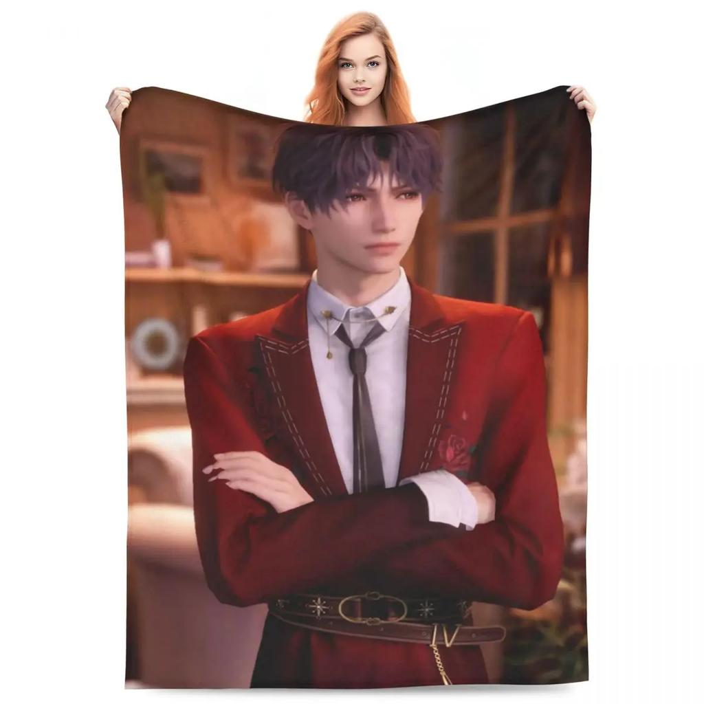 GUOYU Blanket Warm Soft Decorative Throw Blanket Rafayel Love Deep Space Bedding Flannel Bedspread for Living Room Comfortable Sofa Cover