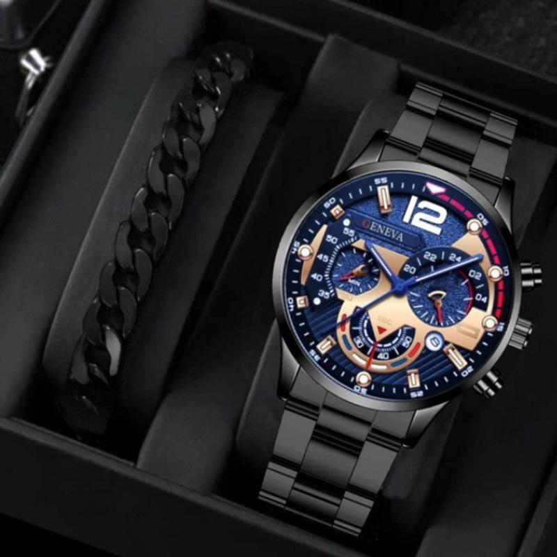 2 buc/set Ceas de modă pentru bărbați Ceasuri pentru bărbați de marcă de top Ceasuri de mână casual de afaceri pentru bărbați și Brățări de ceas sunt Cadouri pentru bărbați