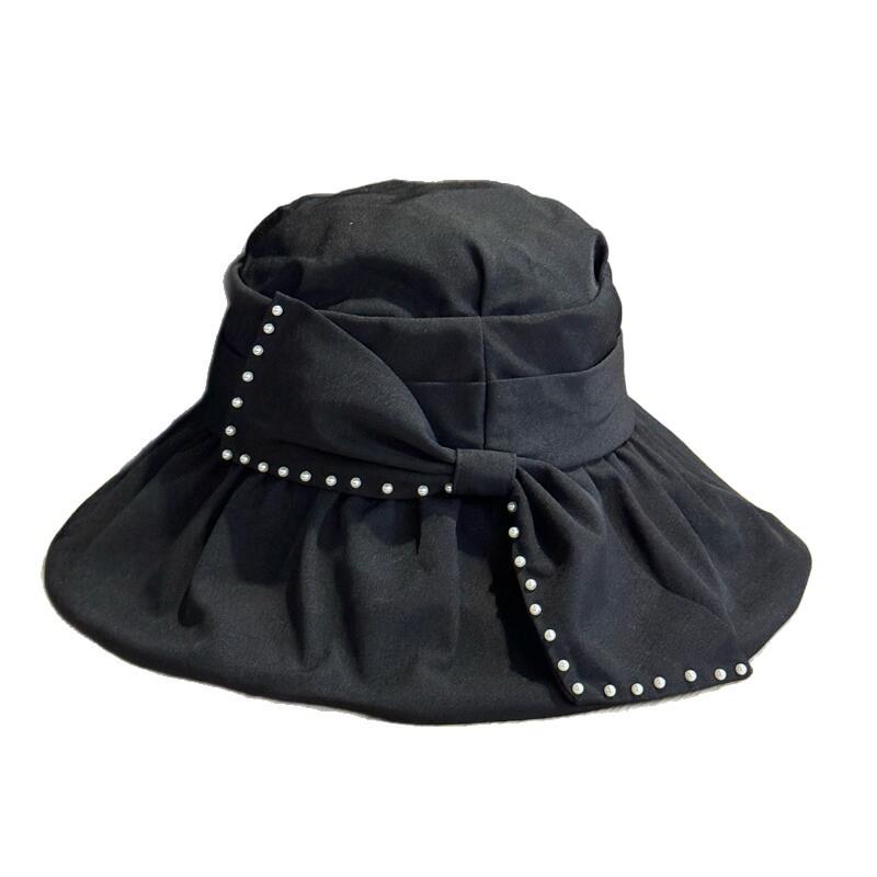 Korean-style bowknot wide-brimmed sun hat for women, summer sun hat that makes the face look smaller, suitable for vacations, outdoor sun protection,