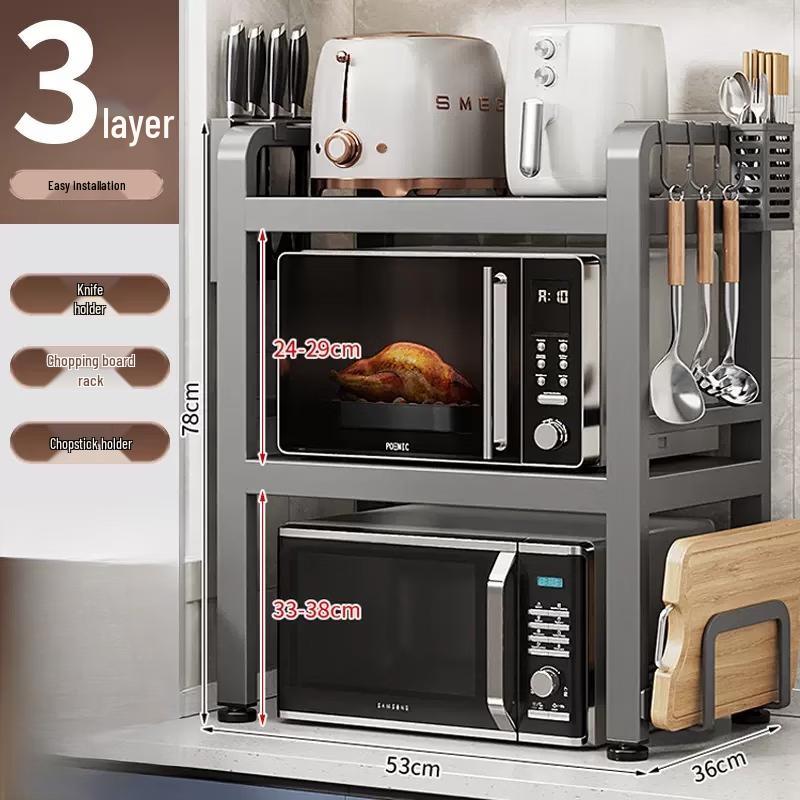 Retractable Carbon Steel Microwave Oven Storage Rack