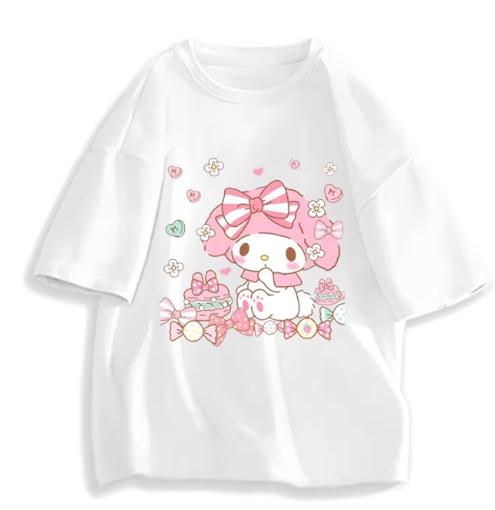 

2026 New Fashion RoundNeck ShortSleeve TShirt Spring Summer Sanrio My Melody Women TShirt Unisex Trendy Cute Top Clothing S