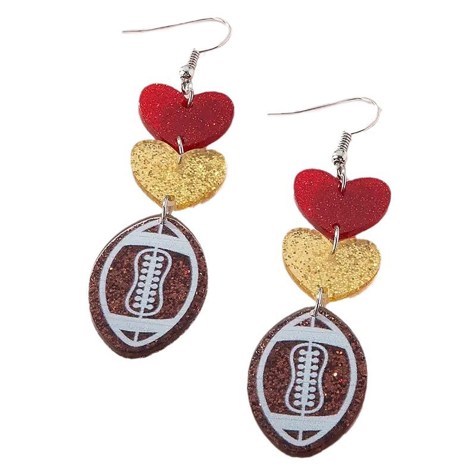 

Ограниченная серия ретро-сережек в форме сердца из акрила с футбольной тематикой, праздничные украшения ручной работы для вечеринок и повседневной носки One Size