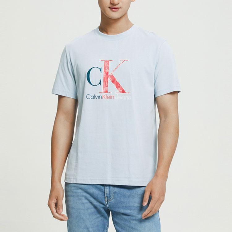 Calvin Klein Cotton Heart Logo Embroidered Round Neck T-Shirt Unisex Tops Blue J320567-C1U