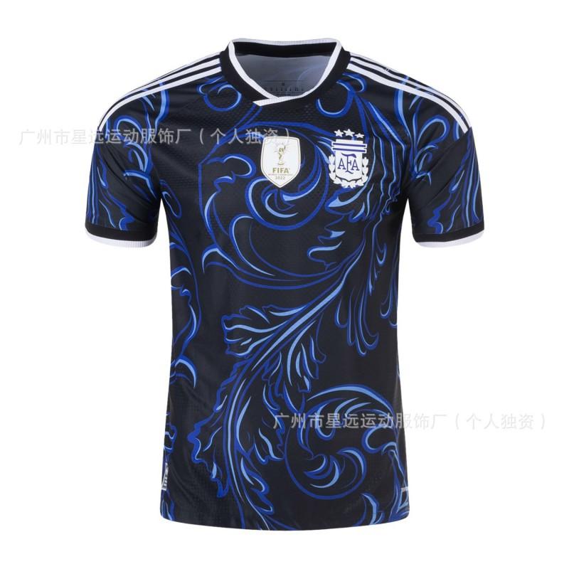 Argentina Away Soccer Jersey Messi Player Version Short Sleeve Football Shirt Adult Unisex Women