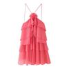 Za Spring New Women's Clothing Zr European and American Style Three-Color Three-Dimensional Flower Layered Decoration Ruffle Strap Dress