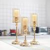 Dropship Luxury Metal Glass Candlesticks Gold Candle Holders Wedding Centerpieces Table Decoration Candelabra Home Ornaments
