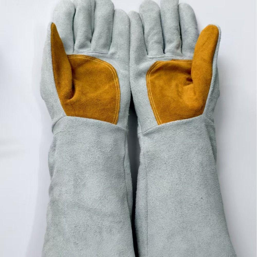 Cowhide Heat Resistant Gloves Durable Thick Leather Gloves Protective Gloves  Welding Work