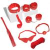 SM sex toy set, 7-piece couple sex toy set, collar and leash, handcuffs, ankle cuffs, whip, mouth ball, eye mask, 10 meter rope prop, adult products