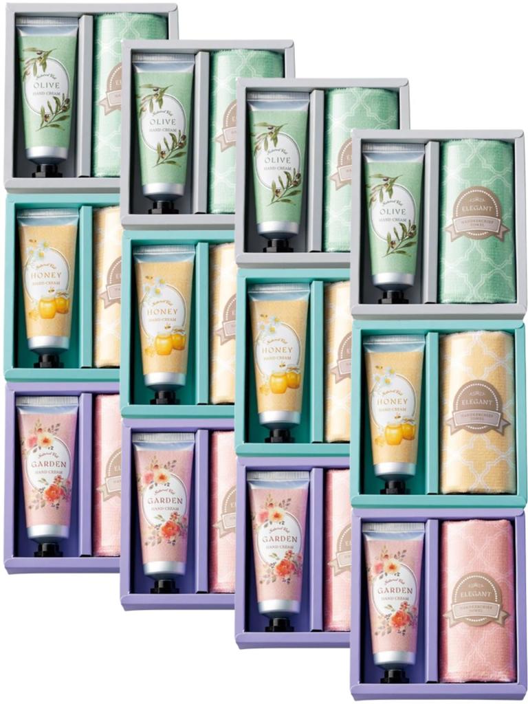 Set of 12 Marutatsu Label Hand Cream Handkerchief Towels of Each of 3 Message Assorted In Garden Olive and A Popular Small Gift for Perfect As a