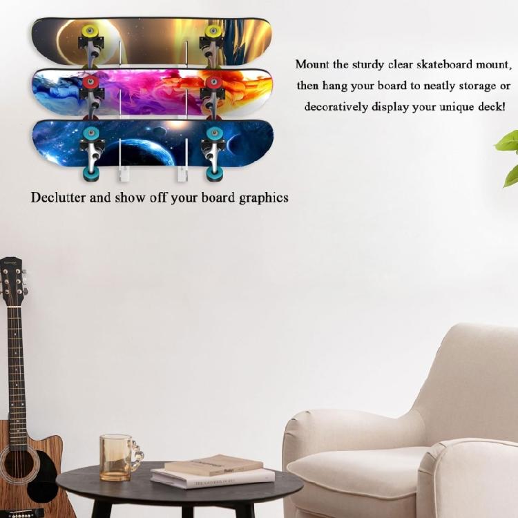 1Pair Practical Wall Mount Rack for Skateboards Snowboards Longboards Organizer