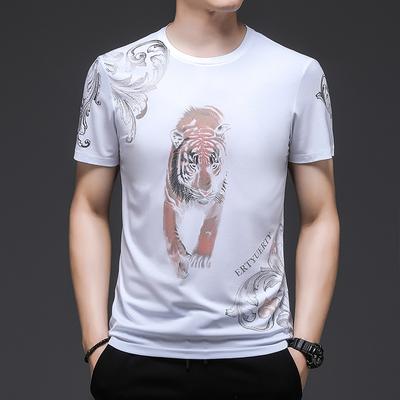Sommer Herren Kurzarm Modisches Unterhemd für Junge und Mittlere Menschen Bedrucktes Rundhals-T-Shirt Halbarm-Oberteil