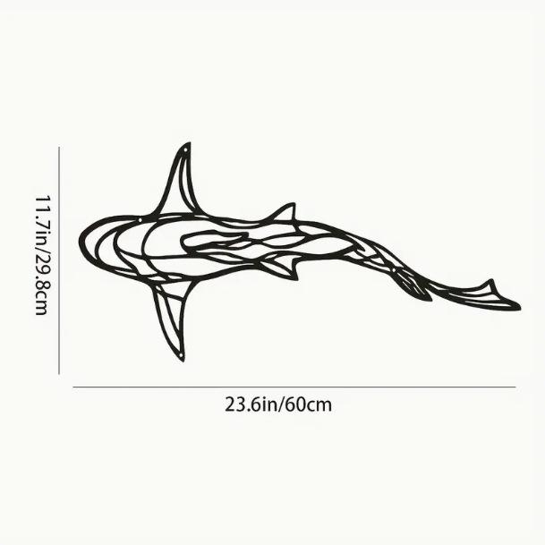 Minimalist Metal Shark Wall Art - Hollow Design